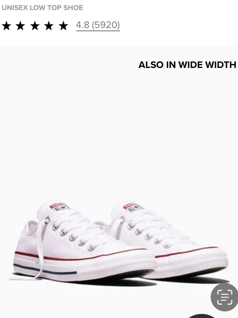 Converse Chuck  Taylors All Star Low Top  canvas Sneakers White with Red